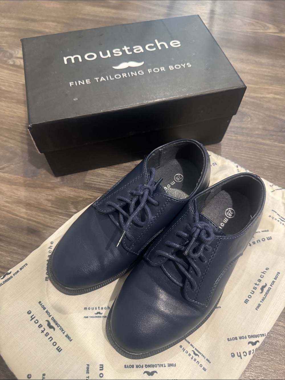 Moustache Boys' Navy Dress Lace-Up Shoes